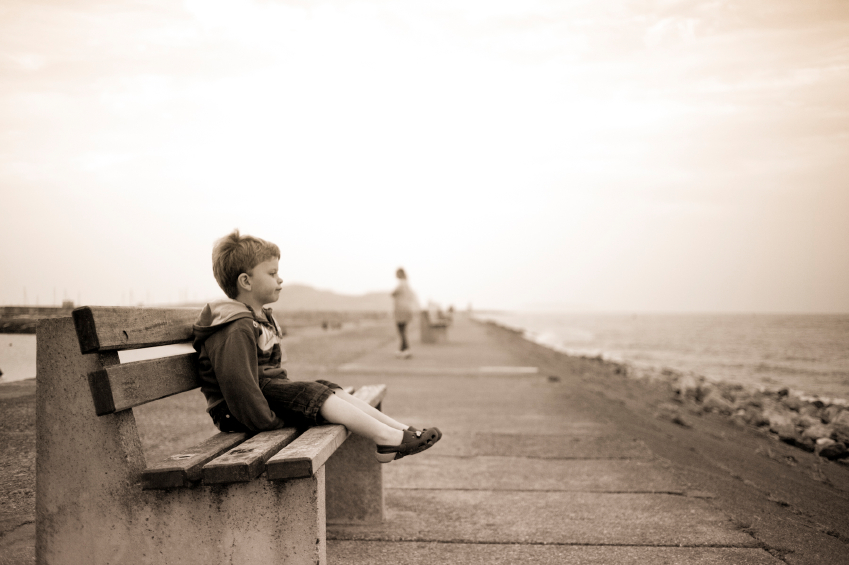 child on bench