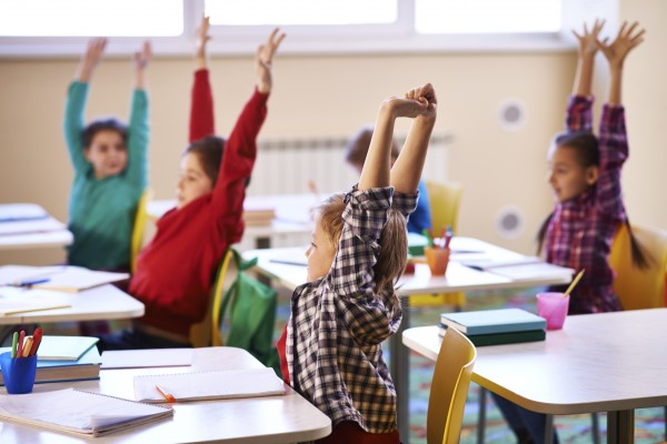 Stretching in classroom